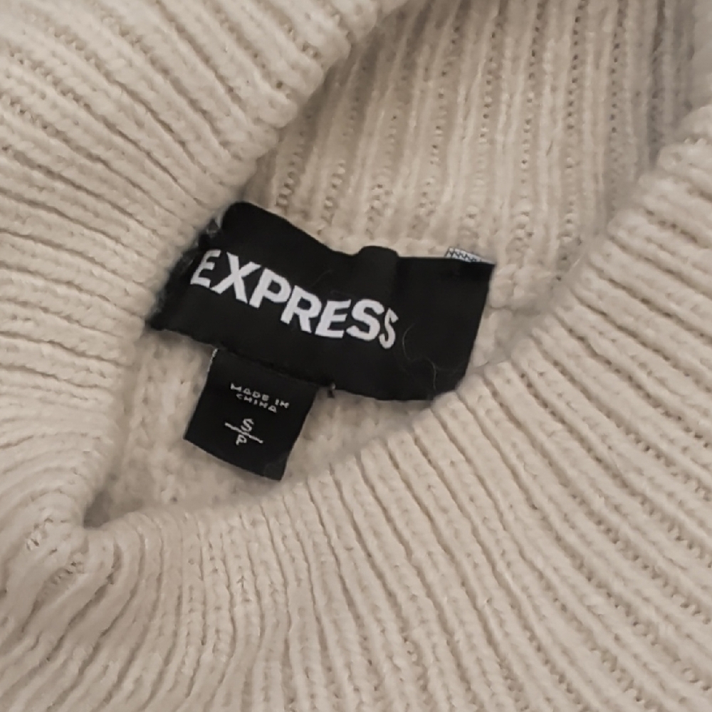Express Ivory Ribbed Knit Sweater - Picture 2 of 3